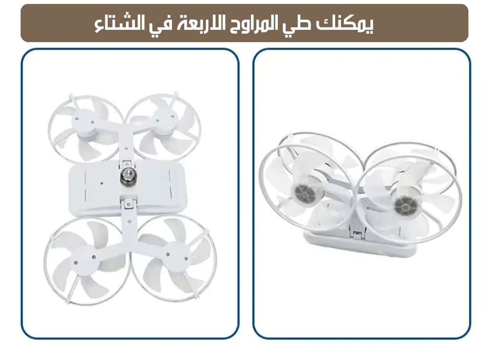 مروحة رباعية ومصباح بإضاءة LED مع جهاز تحكم عن بعد Quadruple fan and LED light