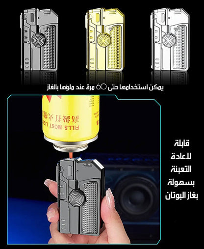 ولاعة المسدس مع مؤشر ليزر قابلة للطي وقابلة للدوران Gun Lighter With Laser Pointer