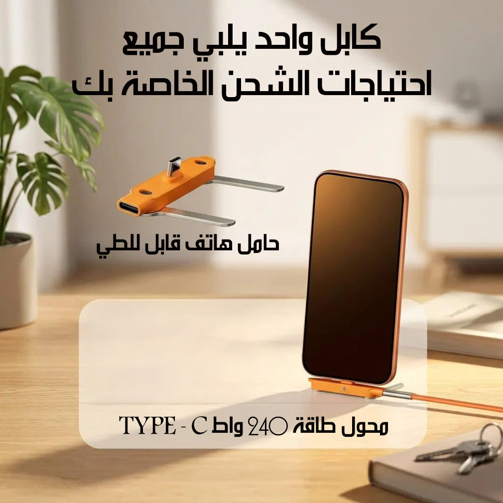 كابل شحن سريع 2 في 1 مع حامل هاتف Fast Charging Cable with Phone Stand
